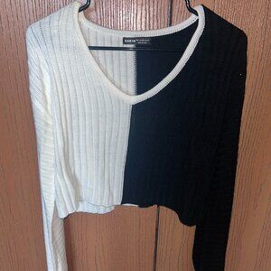 Black and white split sweater